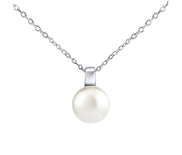 Strieborný náhrdelník s bielou perlou Swarovski ® Crystals 12 mm LPS061912PSWW (retiazka, prívesok)