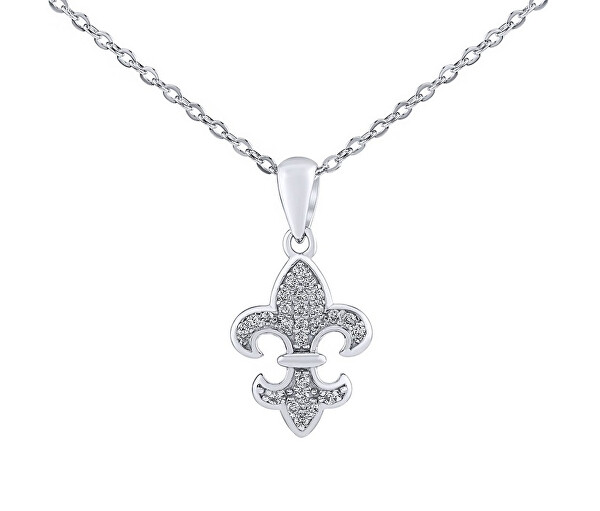 Stříbrný náhrdelník skautská lilie Henriette s Brilliance Zirconia DCC1608267N