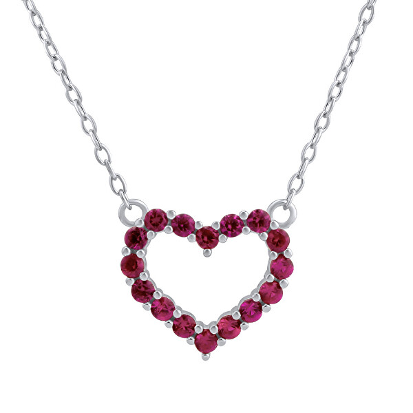 Stříbrný náhrdelník srdce Patty s růžovými Brilliance Zirconia JJJN0685R