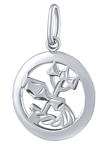 Pandantiv din argint al semnului zodiacal Vărsător - rotund SILVEGOB10283S02