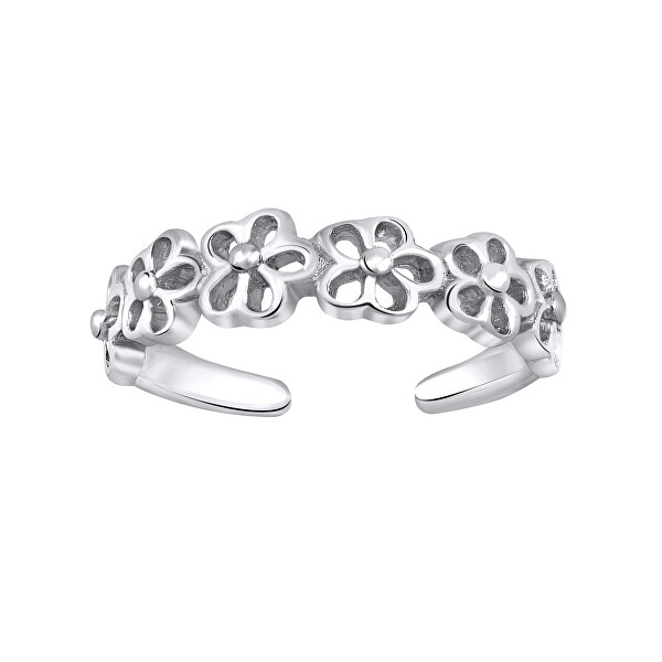 Inel din argint pentru picior cu flori PRMR11673