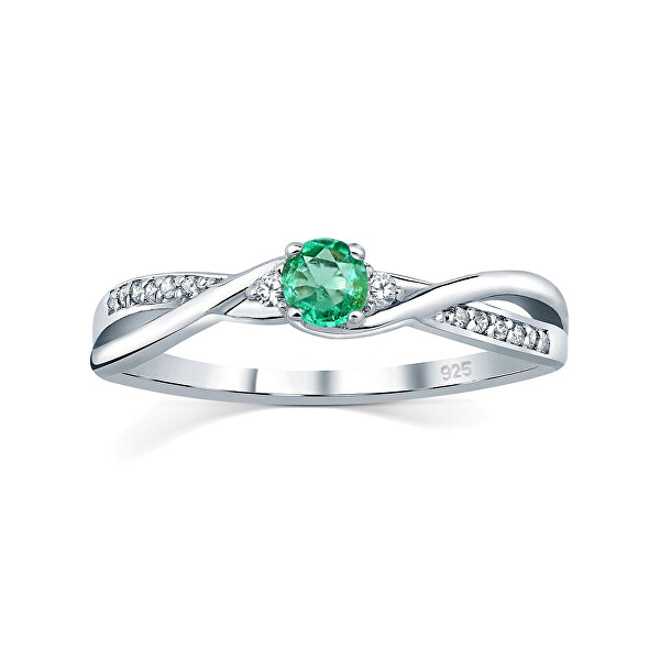 Stříbrný prsten s pravým přírodním smaragdem JJJR1100ER