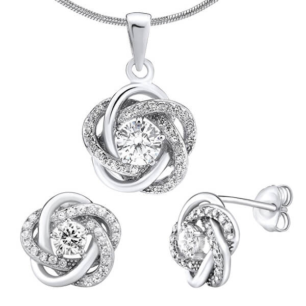 Set de bijuterii din argint cu zirconi rouă lyn JJJS0088 (cercei, pandantiv)