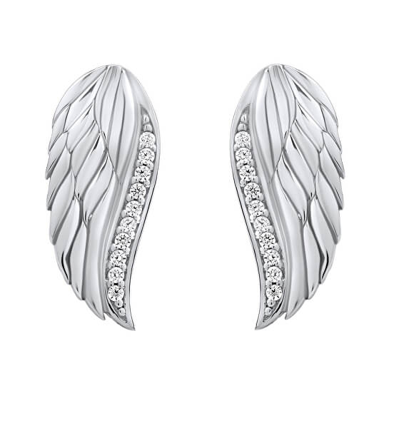 Cercei din argint strălucitori Aripi de înger cu zirconii Lasha FW10187E