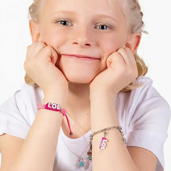 Ružový textilný náramok pre dievčatá LOL Logo L3011STLOL
