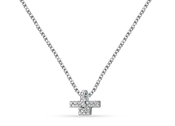 Ocelový náhrdelník se zirkony T-Logo TJAXC13 (řetízek, přívěsek)