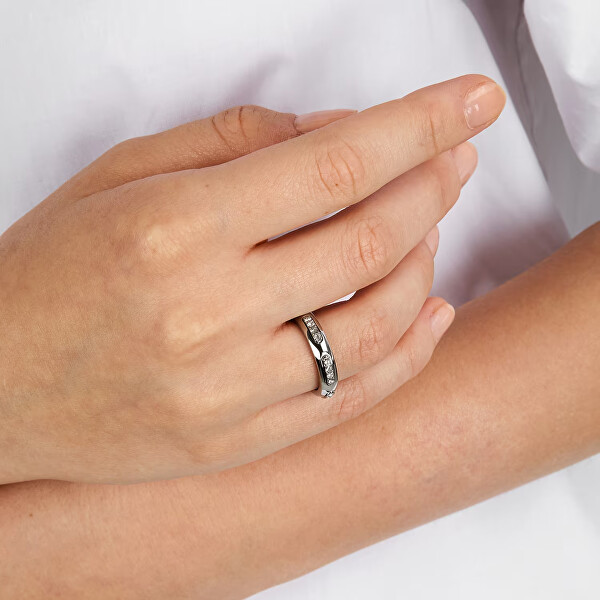 Blyštivý ocelový prsten s krystaly Concept TJAYY13012