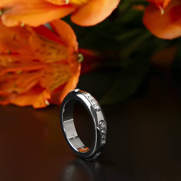 Blyštivý ocelový prsten s krystaly Concept TJAYY13012