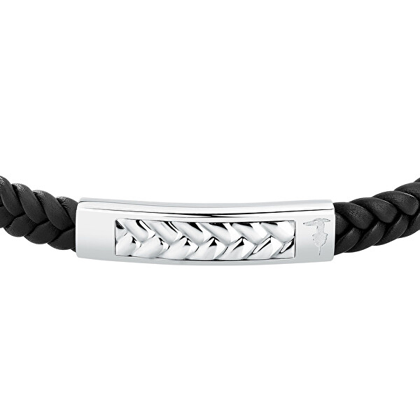 Černý kožený náramek pro muže T-Leather TJAXZ21