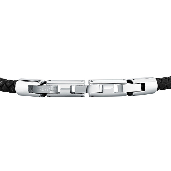 Černý kožený náramek pro muže T-Leather TJAXZ28