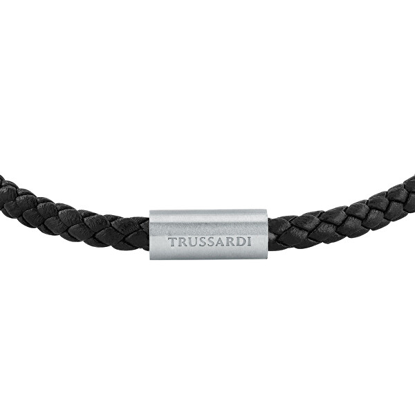 Černý kožený náramek pro muže T-Leather TJAXZ28