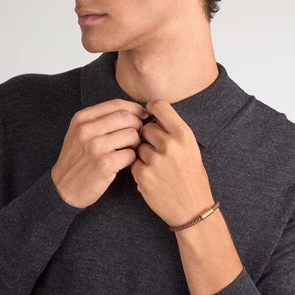 Hnědý kožený náramek pro muže T-Leather TJAXZ27