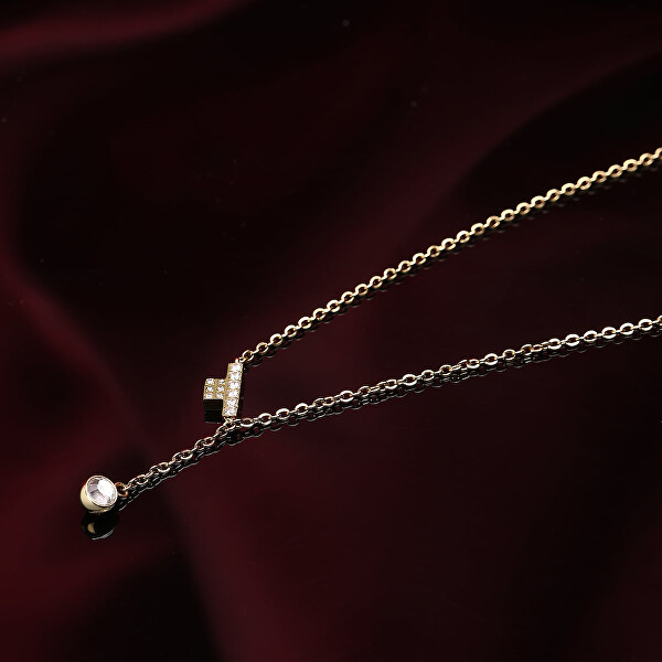 Jemný pozlacený náhrdelník s krystaly T-Logo TJAXC07