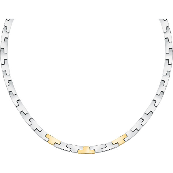 Luxuriöse zweifarbige Halskette aus Stahl T-Logo TJAXC02