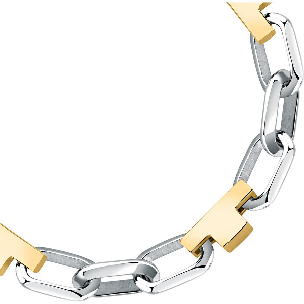 Bicolor-Armband aus massivem Stahl T-Logo TJAXC15
