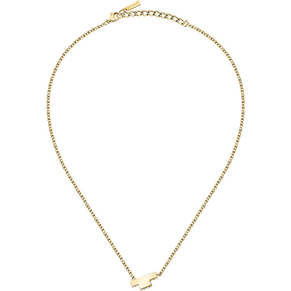 Delicata collana placcata in oro con zirconi T-Logo TJAXC10