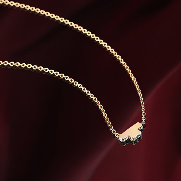 Delicata collana placcata in oro con zirconi T-Logo TJAXC10
