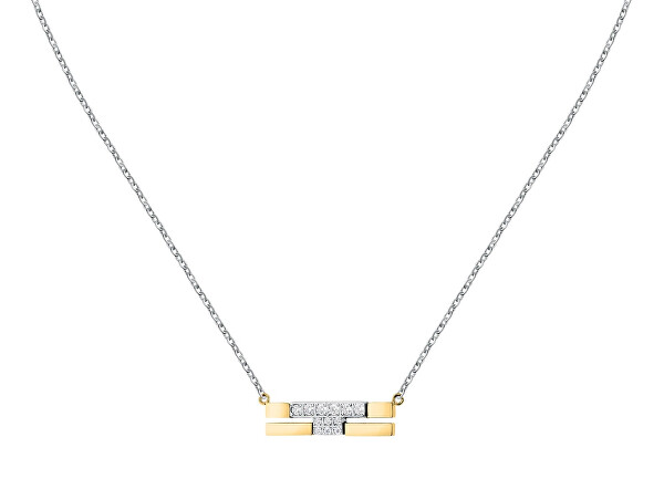 Ocelový bicolor náhrdelník se zirkony T-Logo TJAXC06