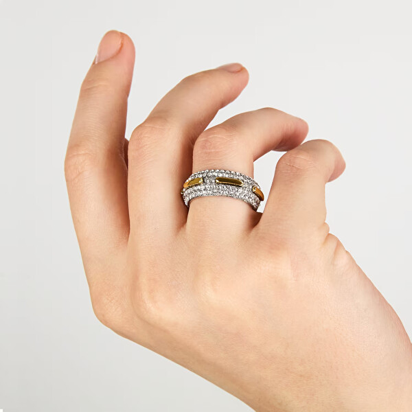 Oslnivý bicolor prsten z oceli Concept TJAYY12012