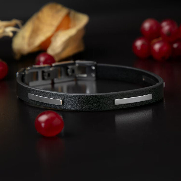 Pánský náramek z černé kůže T-Leather TJAXZ10