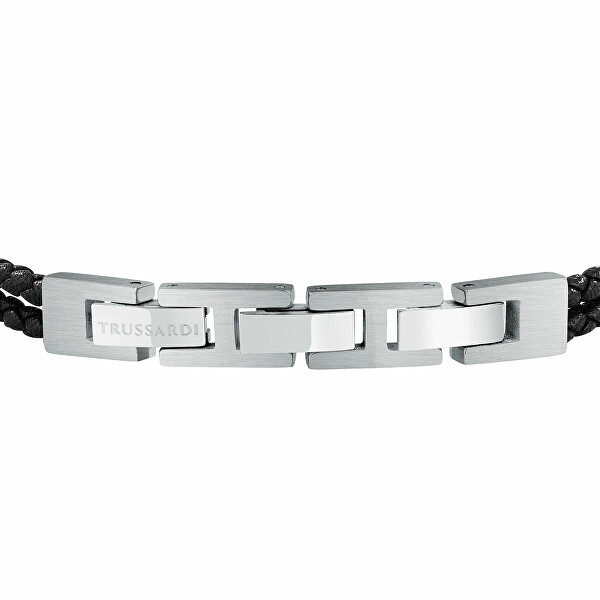 Pánský náramek z pletené černé kůže T-Leather TJAXZ13