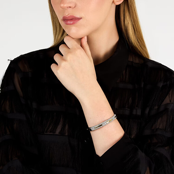 Pevný bicolor náramek s čirými krystaly Concept TJAYY04