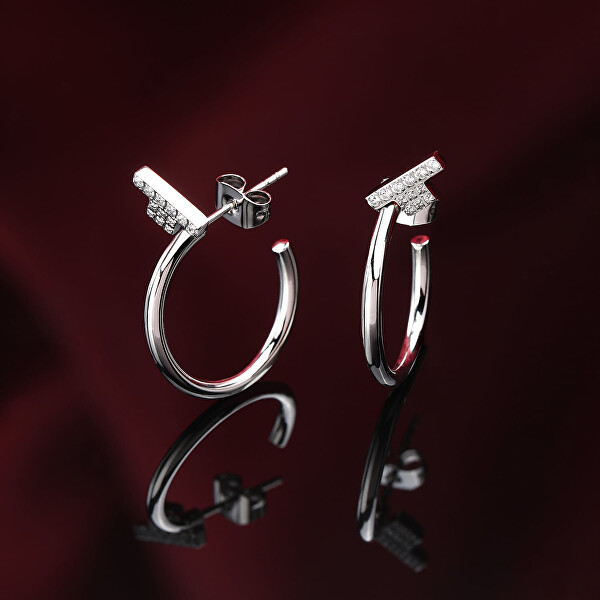 Incantevoli orecchini in acciaio con zirconi T-Logo TJAXC33