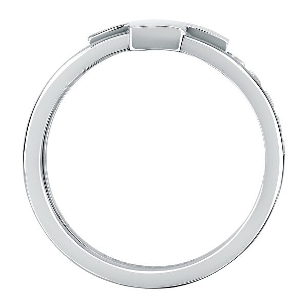 Pôvabný oceľový prsteň so zirkónmi T-Logo TJAXC42