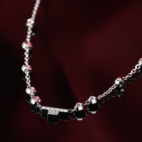 Slušivý oceľový náhrdelník s kryštálmi T-Logo TJAXC04