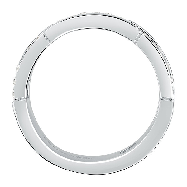 Slušivý oceľový prsteň so zirkónmi T-Logo TJAXC40