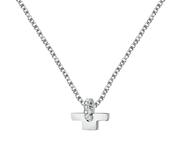 Štýlový oceľový náhrdelník s kryštálmi T-Logo TJAXC14 (retiazka, prívesok)