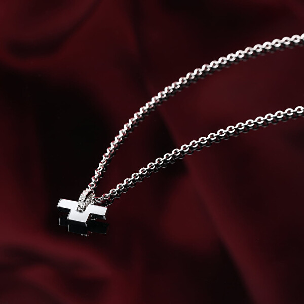 Stilvolle Halskette aus Stahl mit Kristallen T-Logo TJAXC14 (Kette, Anhänger)