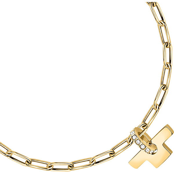 Brățară elegantă, placată cu aur, cu logo-ul T, cu cristale TJAXC24