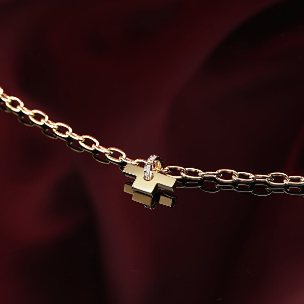 Stílusos aranyozott karkötő kristállyal T-Logo TJAXC24