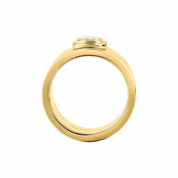 Třpytivý pozlacený prsten z oceli T-Design TJAYV0201