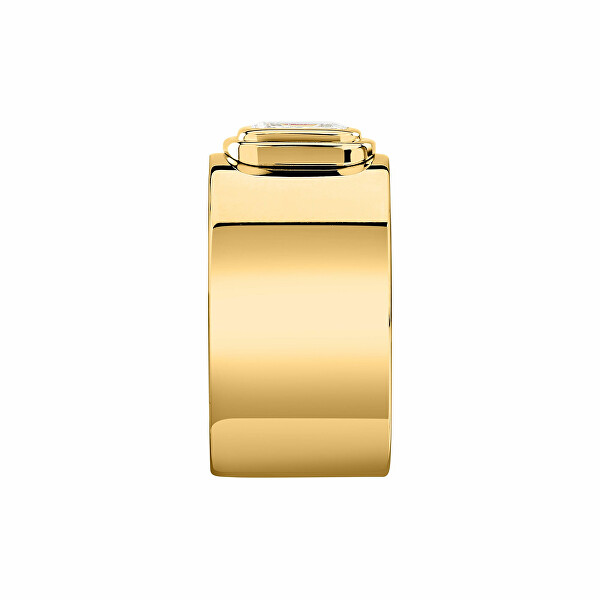 Třpytivý pozlacený prsten z oceli T-Design TJAYV0201