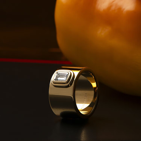 Třpytivý pozlacený prsten z oceli T-Design TJAYV0201