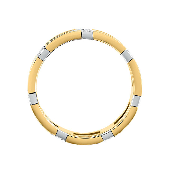 Markanter vergoldeter Ring mit Zirkonen T-Logo TJAXC38