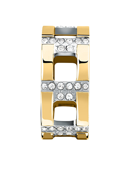Inel distinctiv placat cu aur cu zirconi T-Logo TJAXC38