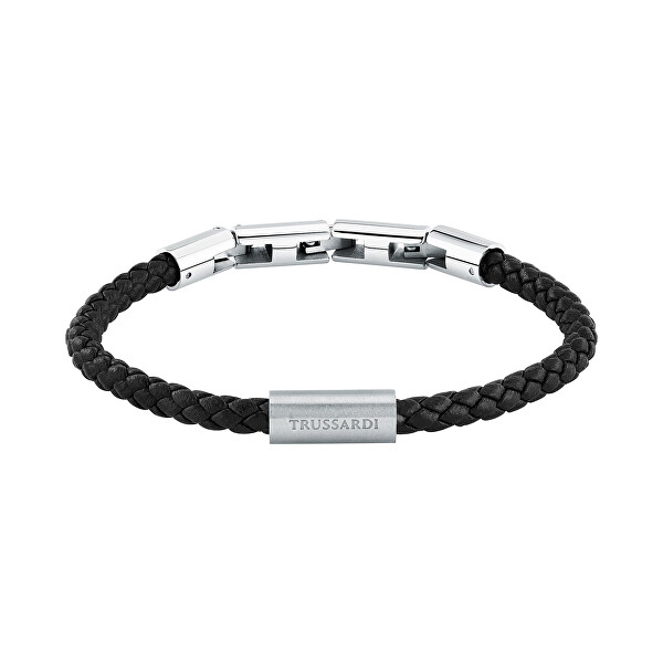Černý kožený náramek pro muže T-Leather TJAXZ28