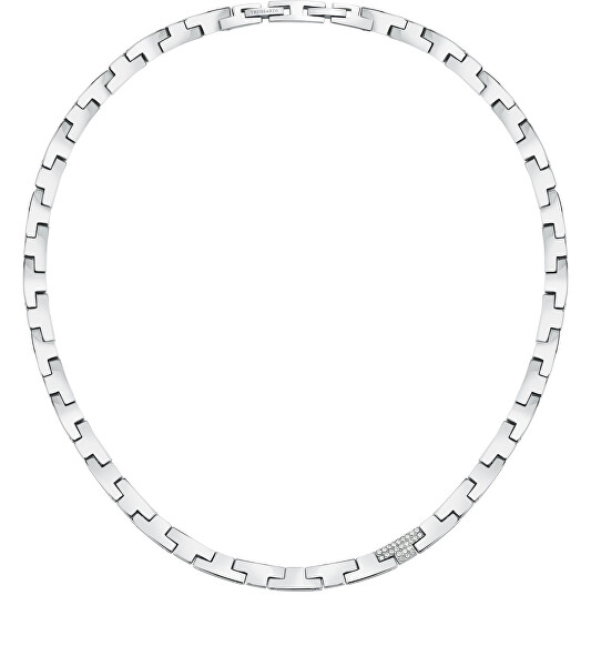 Luxuriöse Halskette aus Stahl mit Zirkonen T-Logo TJAXC03