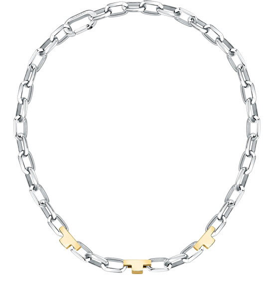 Masívny oceľový bicolor náhrdelník T-Logo TJAXC01