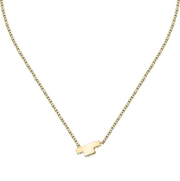 Něžný pozlacený náhrdelník se zirkony T-Logo TJAXC10