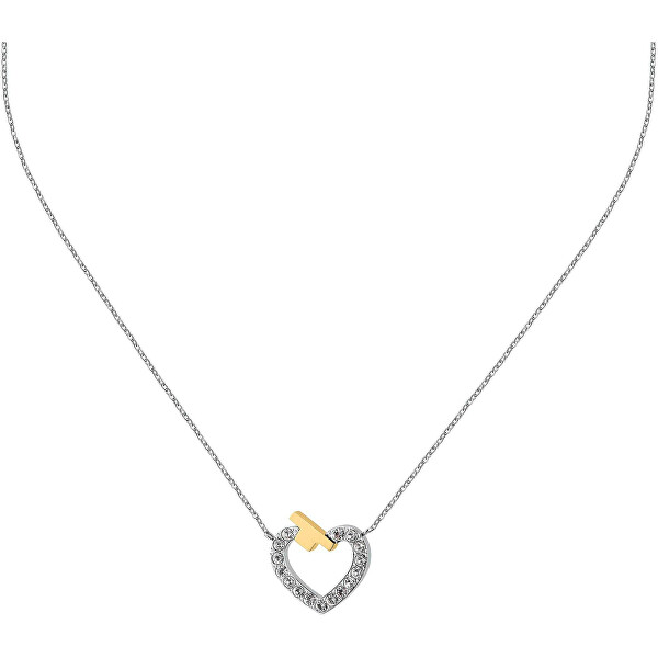Oceľový náhrdelník so zirkónmi T-Logo TJAXC44 (retiazka, prívesok)