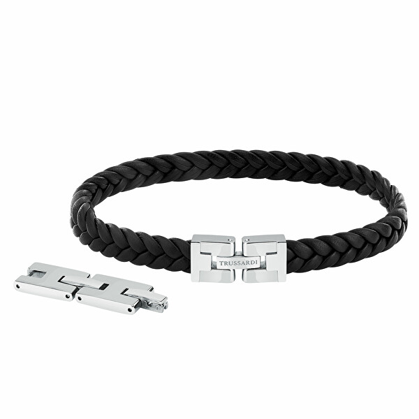 Bracciale in pelle nera originale T-Leather TJAXV19