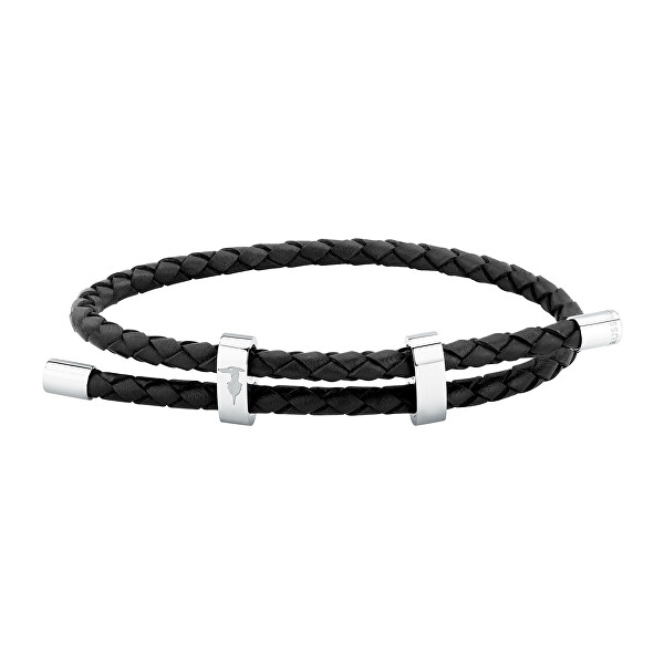 Stylový pánský náramek z černé kůže T-Leather TJAXZ18