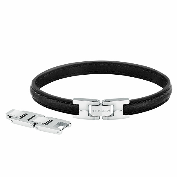 Elegante bracciale in pelle nera T-Leather TJAXZ03