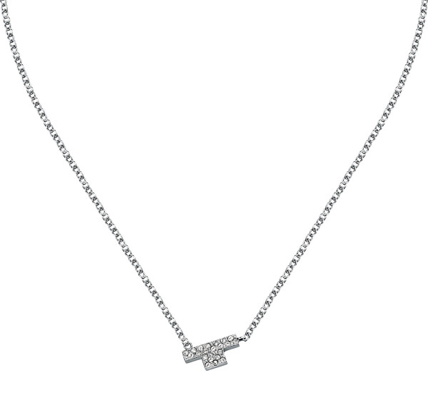 Trblietavý oceľový náhrdelník so zirkónmi T-Logo TJAXC11