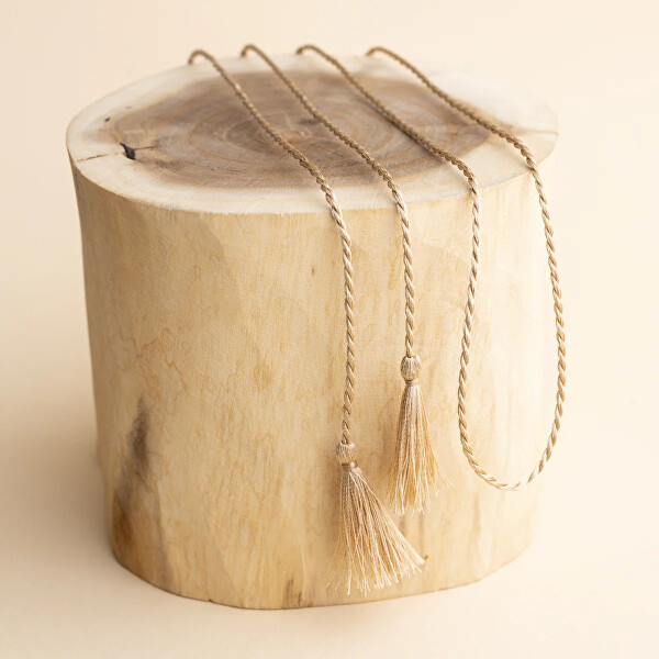 Dlouhá béžová hedvábná šňůrka