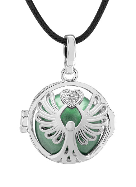 Dámský náhrdelník zelená metalická rolnička Poselství K10PZM18